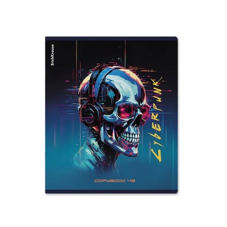 Notebook of 48 sheets in a cage, Erichkrause "Cyberpunk", metallized lamination, white 100%, mix-3