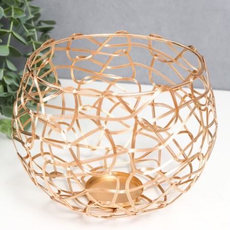 Climber Metal "Loft. Weave" gold set 3 pcs 7x9x9 10x12.5x12.5 13x16x16 cm-3