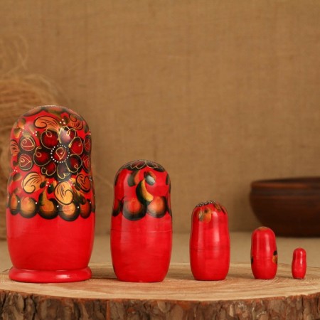 Matryoshka 5 puppet "ala" buds, 14-15cm, manual painting.-1