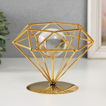 Souvenir interior metal, glass "Diamond" gold 14x12x11 cm