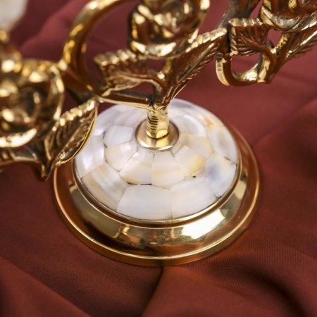 Brass Brass for 3 candles 16 cm pearl "rose in the heart"-4