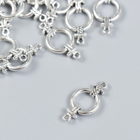 Connector Metal for creativity 2 ears "strap and circle" silver 1.3x2.5 cm-1
