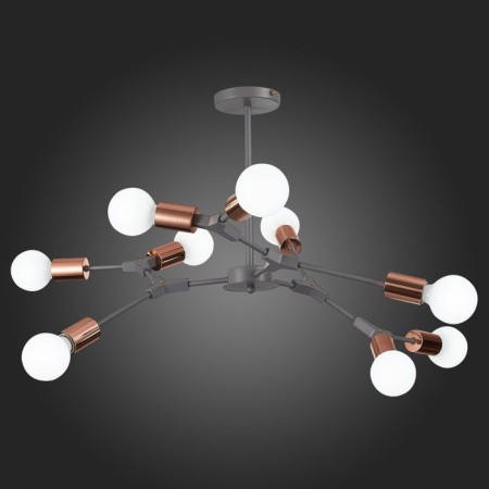 Ceiling EVOLUCE lamp. Sle106403-09. Palare. 9x60 watts, E27, 89x89x35.5 cm, gray color, pink gold-7