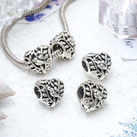 Talisman "Bird on a branch" Heart, color silver-1