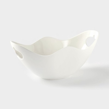 Porcelain salad bowl on the bamboo stand Bellatenero, 800 ml, white color-2