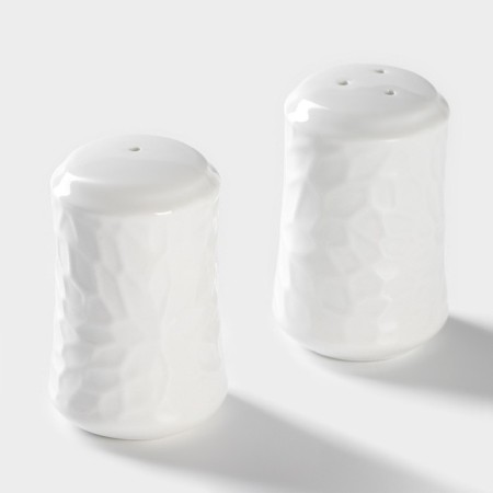 Porcelain set for spices on the bamboo stand Bellatenero "Kracle", 2 items: solo, pounder, white color-3