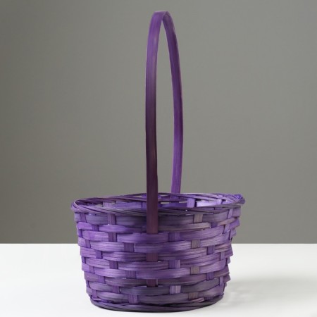 Wicker basket, d21 x 10/34 cm, purple, bamboo-1