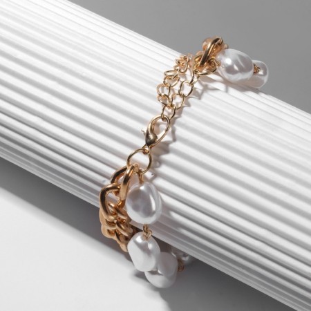 Pearl bracelet "Chain", white color in gold, l = 16 cm-6