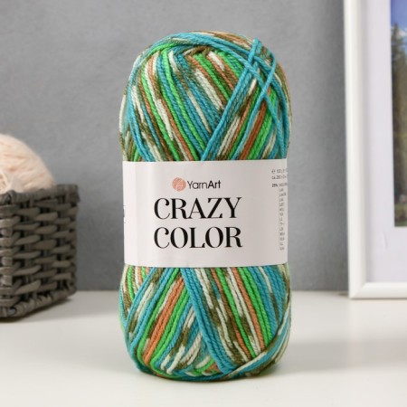 Yarn "Crazy Color" 25% wool, 75% acrylic 260m/100g (177 salad-run)-4