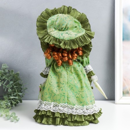 Doll Collectible Ceramics "Lady Julia in an olive dress with lace" 40 cm-2