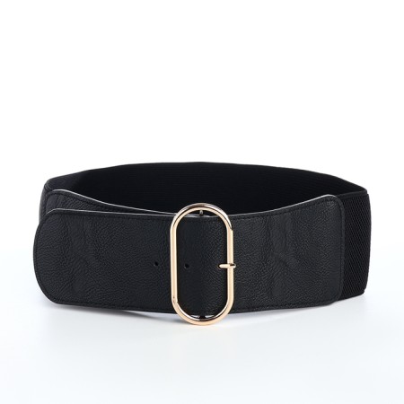 Women's belt, width 7 cm, black color-6