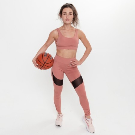 Female sports leggings, pink/black color, size 46 (m)-2