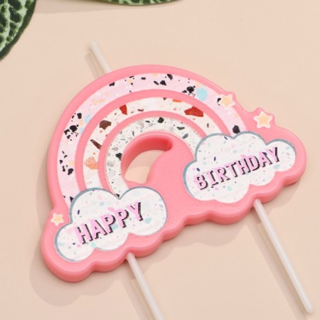 Candle for the cake "Air Rainbow", pink-2
