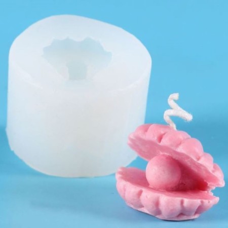 Mold Silicon "Open shell with a pearl" 4.7x4.7x3.6 cm