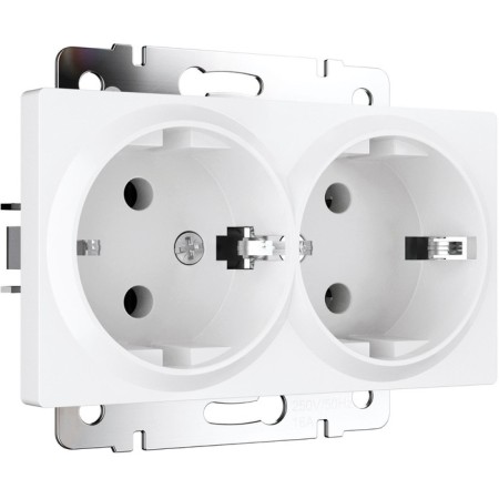 Double socket with ground (white matt) W1172061