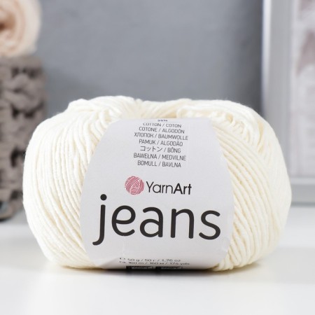 Yarn "jeans" 55% cotton, 45% acrylic 160m/50g (03 milk)-5