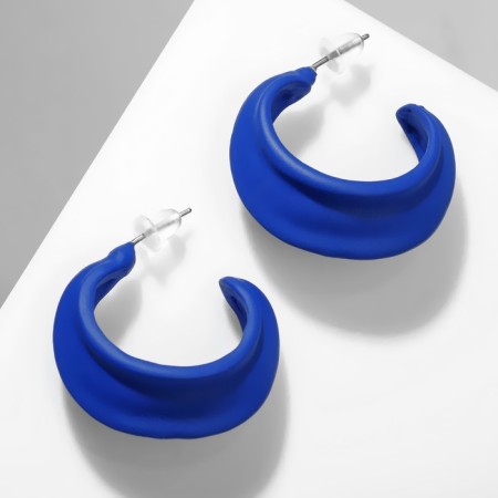 Earrings Metal "brightness" half -ring, blue color-1