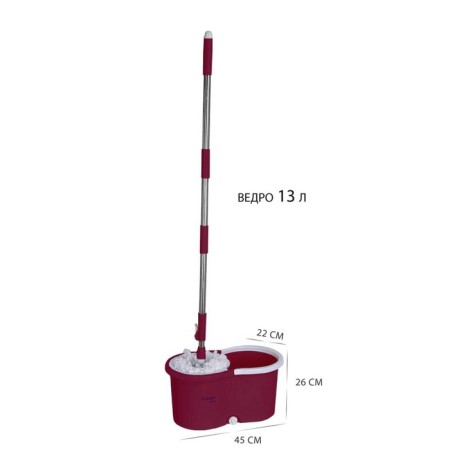 Pioneer 7103S cleaning set: mop, bucket, microfiber nozzle, 2 pcs, 6 l, red color-7
