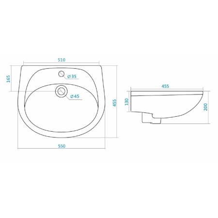 Santek “Breez-55” shell with a hole for the mixer, without a pedestal-3