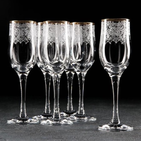 A set of glasses for champagne "Boyarsky", glass, 200 ml, 6 pcs