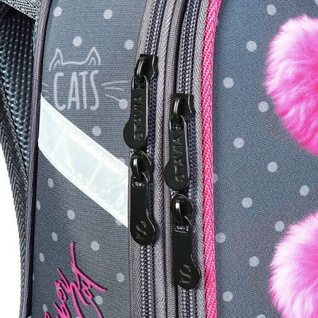 School backpack 38 x 30 x 16 cm, ergonomic back, stavia "black cat", gray-9