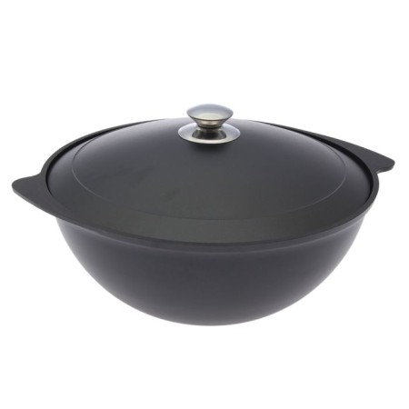 Kazan, 6 liters, aluminum cover, alloy handles, anti -stick coating, black color