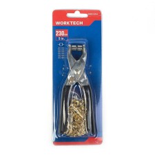 Tool for installation of eyelets + a set of eyelets