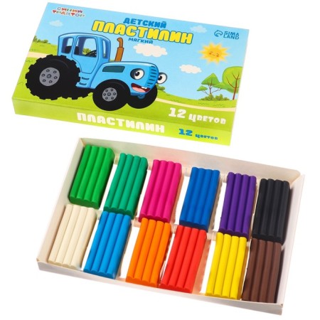 Plasticine 12 colors 180 g, blue tractor-3