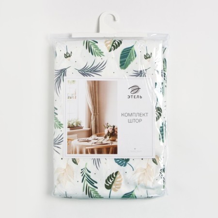 Curtains for the kitchen Ethel "Home Plants" 149x180 cm - 2 pcs, grabbing - 2 pcs, 80% HL, 20% PE-7