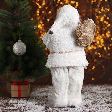 Santa Claus "in a white fur coat, with a flashlight" 43 cm-2