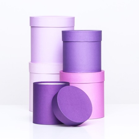 Set of round boxes 5 in 1 "lavender" 20 x 20 - 15 x 15 x 15 cm-1