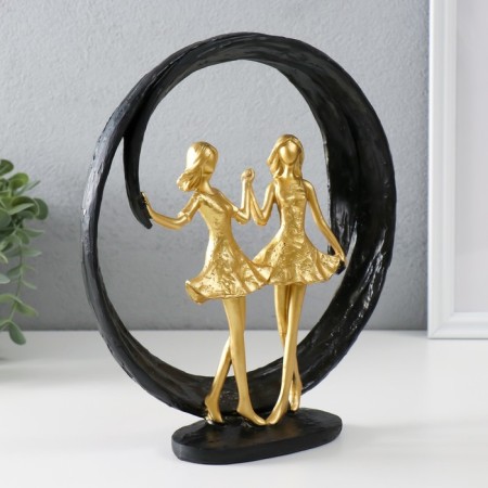 Polystone souvenir "Two girlfriends. Abstraction" Gold with black 24.5x7x26.5 cm-1