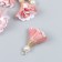 Decor Textile "Flower 2 colors with pearls. Direct pink and white" set 6 pcs 3 cm