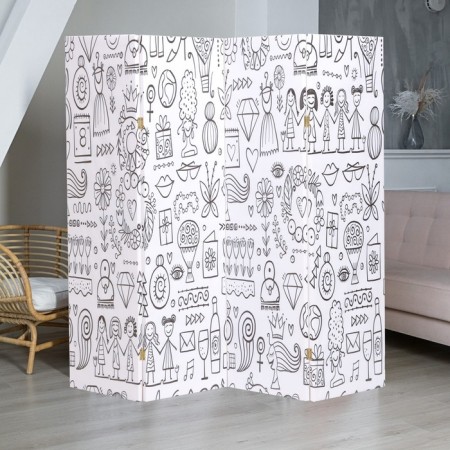 Shirma coloring for children "Girlfriends. Pattern Doodle Style", 200x160 cm