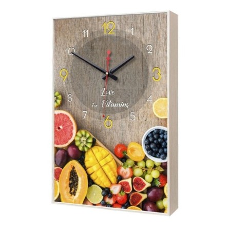 Carty clock is wall-mounted, for the kitchen, "tropical fruits", a smooth move, 57 x 35 x 4 cm