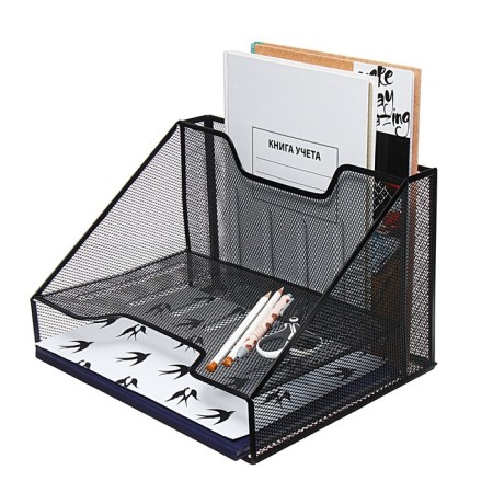 Calligrata, table, 3 compartments, mesh, metal, black-4