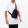 Male sling bag, artificial leather, headphone opening, black color