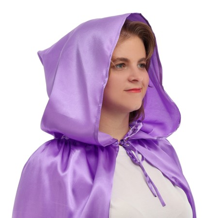 Adult carnival cloak, atlas, purple color, length 120 cm-1