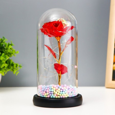 Night -night flask "Red Flower" LED from batteries 3haaa 11x11x22 cm-3