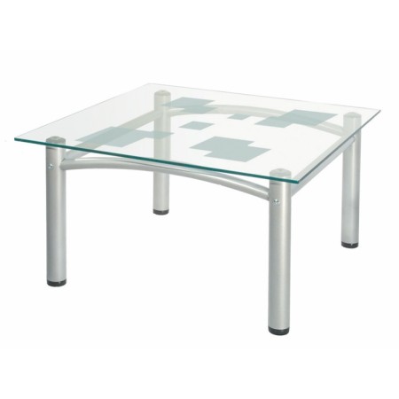 Table Robert 2M, 750x750x430, metallic/ins. glass