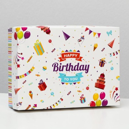 Gift box team "Happy Birthday", White, 21 x 15 x 5.7 cm