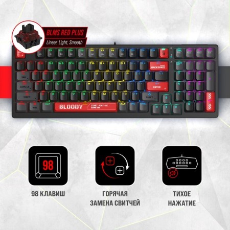 Keyboard A4Tech Bloody S98 Mechanical red USB for Gamer Led (S98 Red)-1
