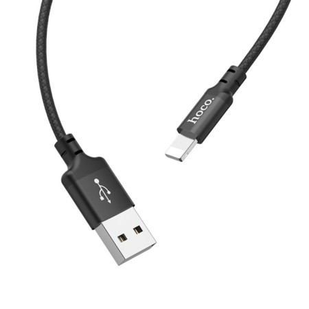 Hoco X14, Lightning cable - USB, 2 A, 2 m, fast charging, nylon braid, black-2