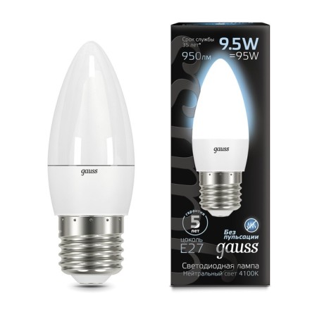 LED LED Black 9.5W candle 4100K neutr. Bel. E27 950LM GAUSS 103102210