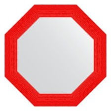 Mirror in the baguette frame, red wave 89 mm, 71x71 cm