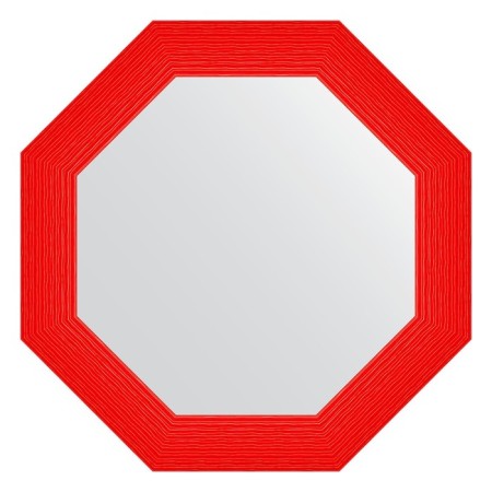Mirror in the baguette frame, red wave 89 mm, 71x71 cm