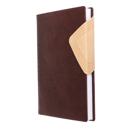 Diary 205x150 mm 168 sheets, leatherette, unit 70 g/m2, liesse, magnetic refuge, brown-1