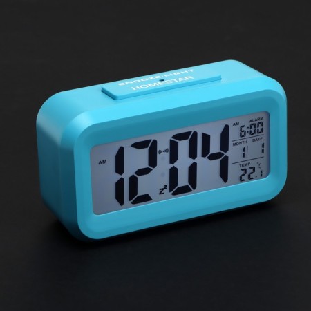 Homestar HS-0110, an alarm clock, temperature, backlight, 3HAAA, blue-3