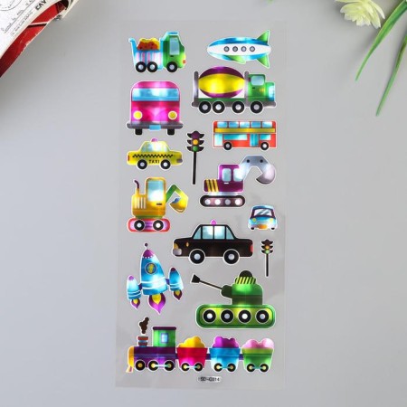 Sticker plastic holography "Transport" MIX 29x11 cm-1