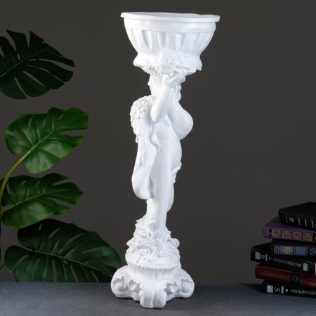 Figure pot "Angel with roses", white, 1.8 l/ 24x27x70cm-2